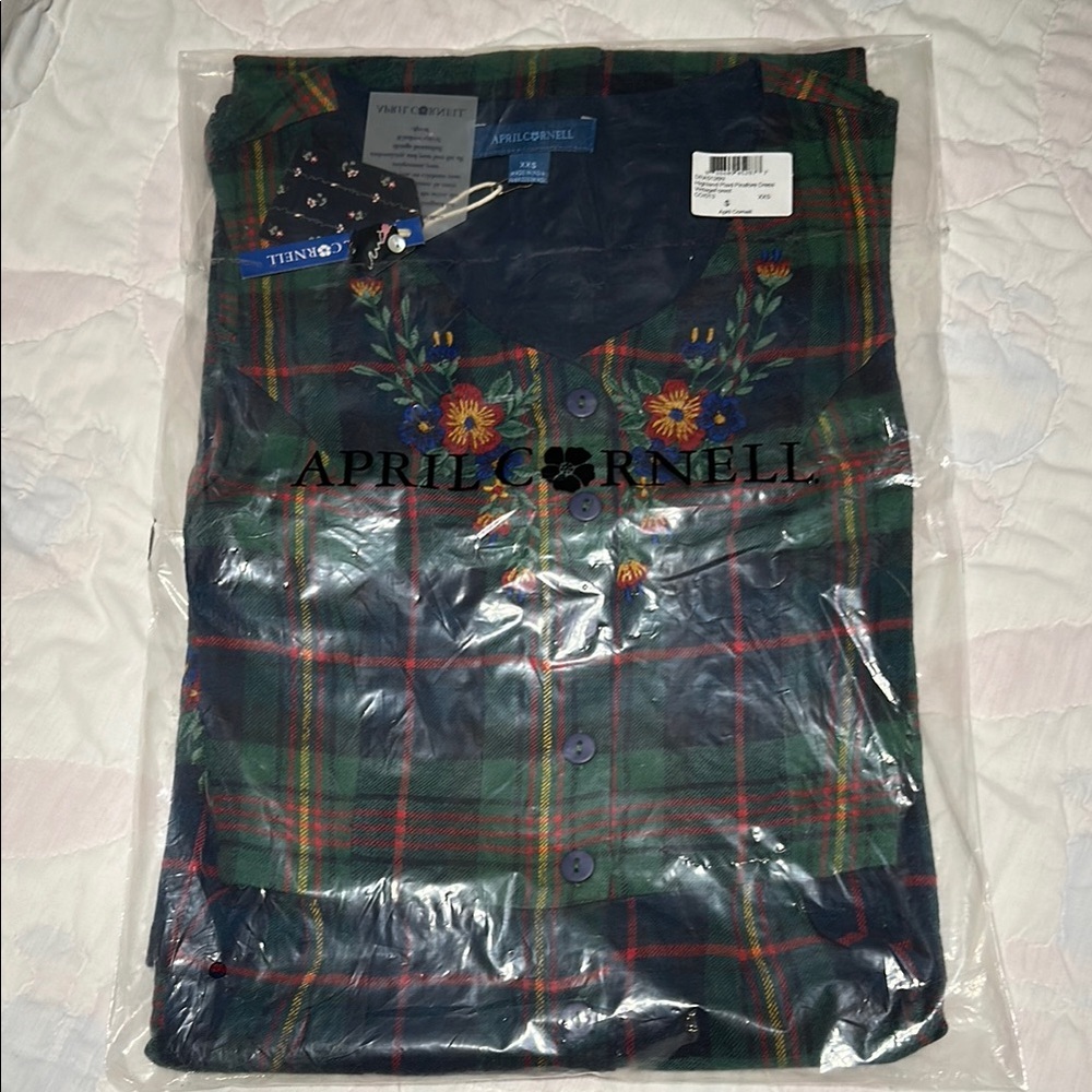 April Cornell Forest/Blue Plaid Dress - XXS